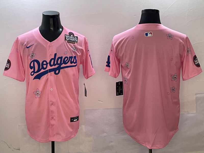 Men Los Angeles Dodgers Blank Pink Sakura Edition 2025 Nike MLB Jersey style 3